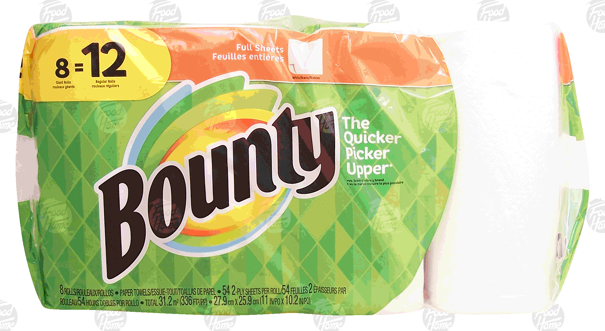 Bounty  paper towel rolls, full sheets, white, 54 2-ply sheets Full-Size Picture